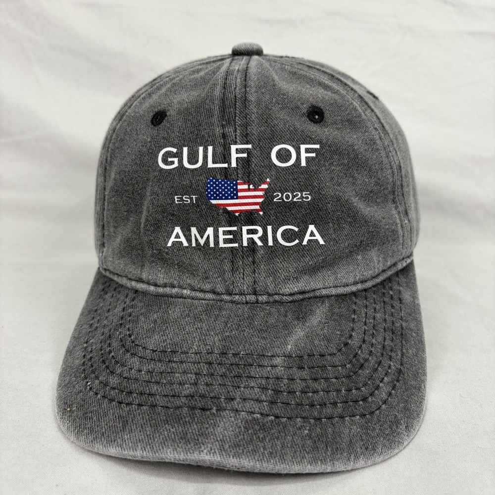 Unbranded Gulf of America Hat 2025 Unisex OSFM Gray Washed Adjustable Cap